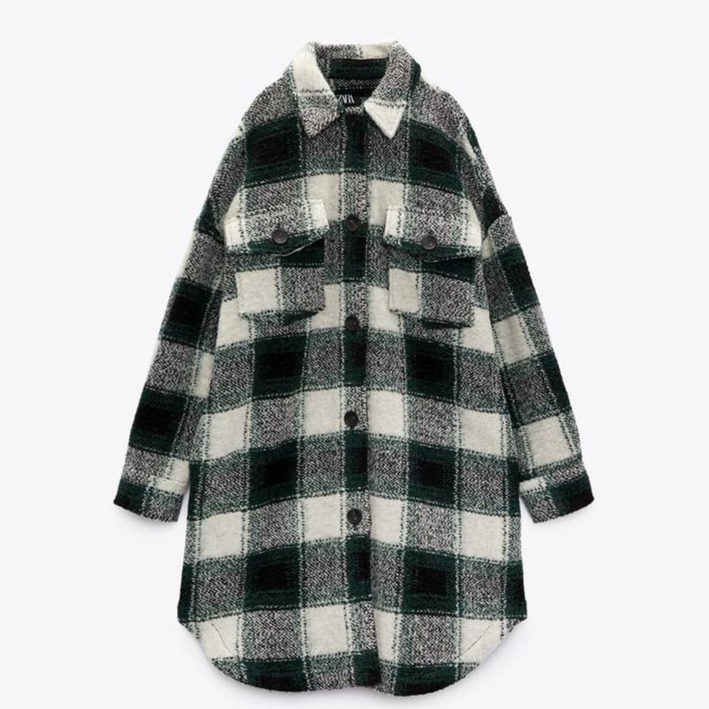 Zara Long Plaid Overcoat/Shacket sz XL